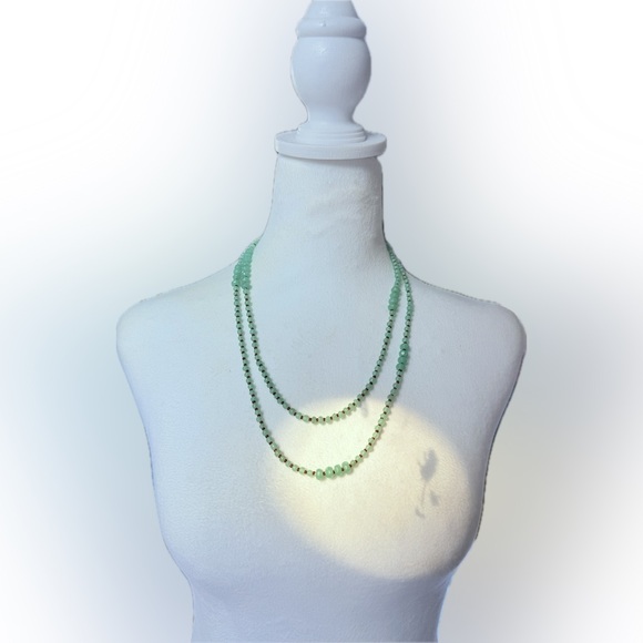 🌴 Cookie Lee 23” Mint Green and Brown Beaded Necklace - Picture 4 of 8